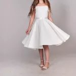 שמלה לבנה מעוצבת לבנה לבת מצווה