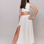 שמלת בת מצווה לבנה ארוכה בשני חלקים