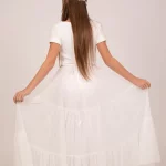 שמלה לבנה צנועה ארוכה לבת מצווה